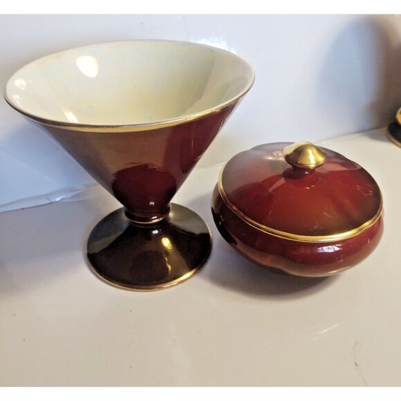 Royal Winton Rouge England Lidded Trinket Bowl & Candy Bowl Rouge 1930's - Picture 1 of 6